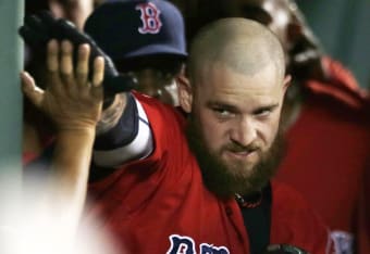 Boston Red Sox David Ortiz(Big Papi) pulls on Mike Napoli's beard
