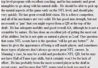 NFL Draft Notebook: Peyton Manning scouting report coming out of college -  Page 5