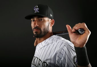 Charlie Blackmon starring for Colorado Rockies with beard, hot bat