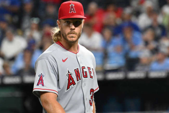 Noah Syndergaard of the Cleveland Guardians pitches in the first News  Photo - Getty Images