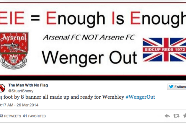 Arsenal Fan Designs 24 X8 Wenger Out Banner For Fa Cup Semi Final At Wembley Bleacher Report Latest News Videos And Highlights