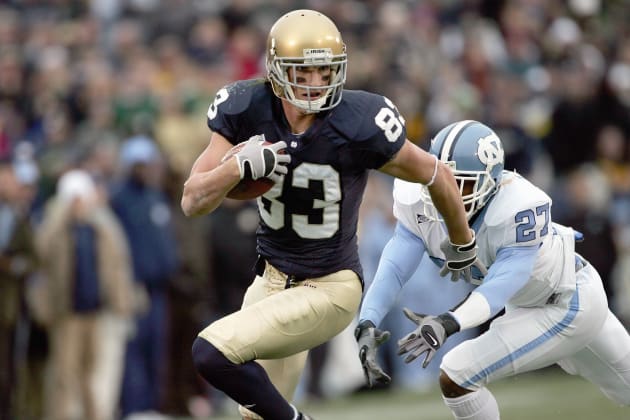 30 Years of Notre Dame on NBC: Jeff Samardzija's iconic stagger to the end  zone against UCLA - NBC Sports