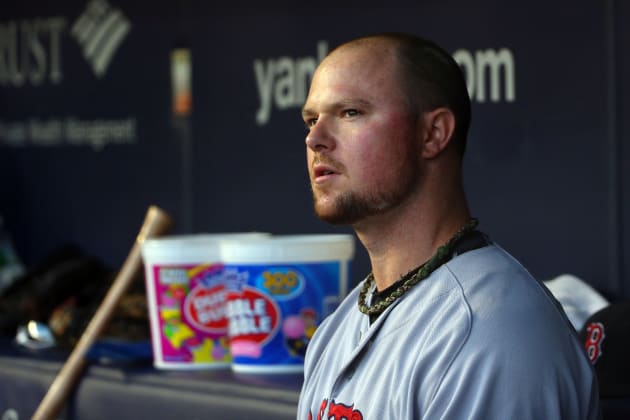 Local Red Sox fan sporting trademark beard in support of team