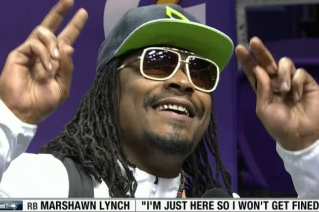 Marshawn Lynch At Super Bowl Media Day I M Here So I Won T Get Fined Bleacher Report Latest News Videos And Highlights