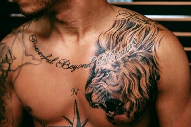 lion tattoo chesttattoo ink inked artist tiktok addiction tat   TikTok