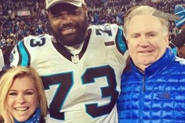 Panthers LT Michael Oher Cheered by 'The Blind Side' Family at NFC