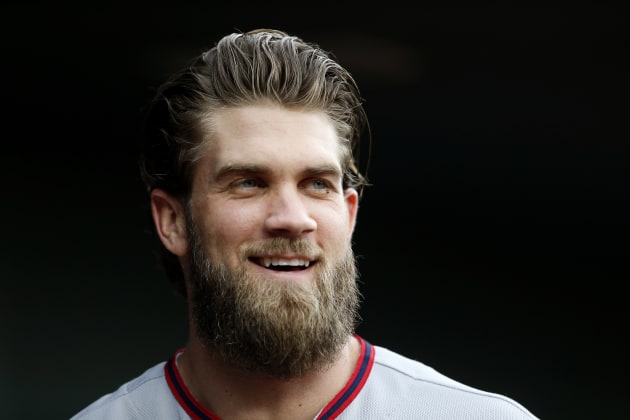 Bryce Harper  Handsome bearded men, Mens hairstyles, Baseball beards