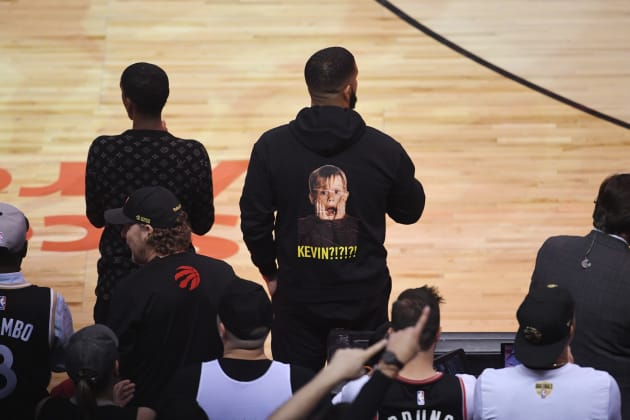 Video Drake Rocks Home Alone Hoodie Shading Kevin Durant for NBA Finals Game 2 News Scores Highlights Stats and Rumors Bleacher Report