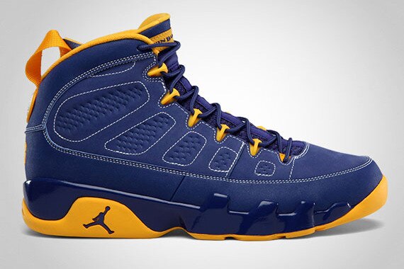 royal blue and yellow jordan 9s
