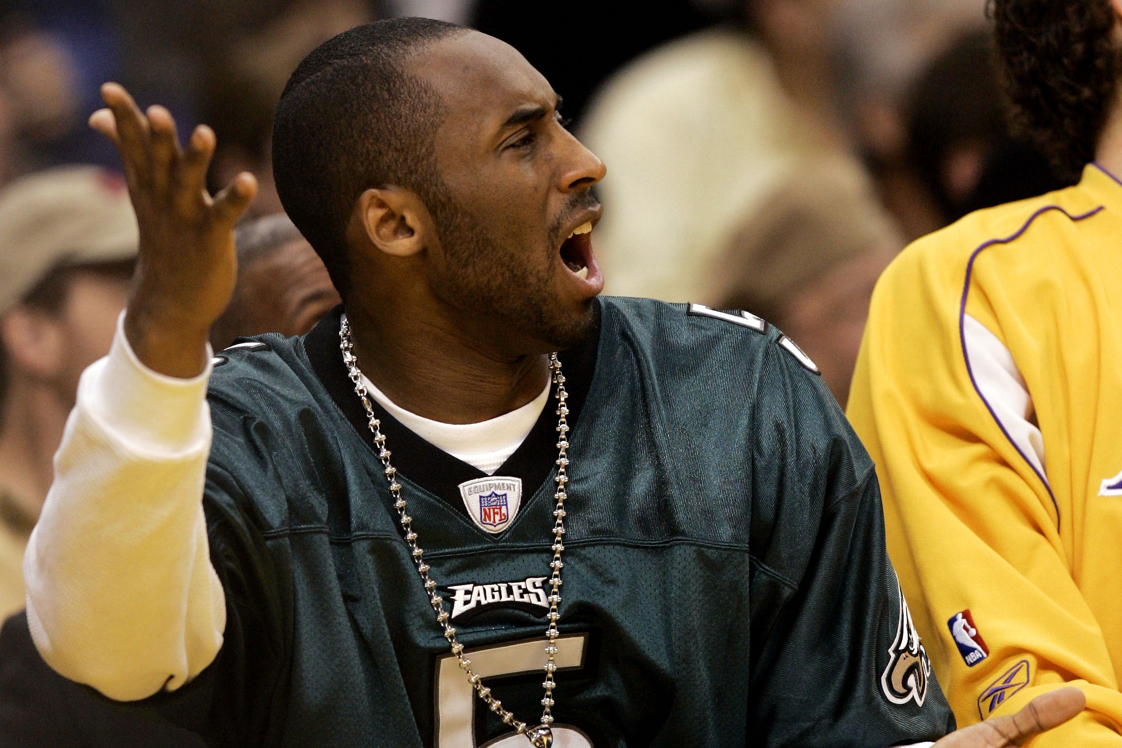 kobe wearing eagles jersey