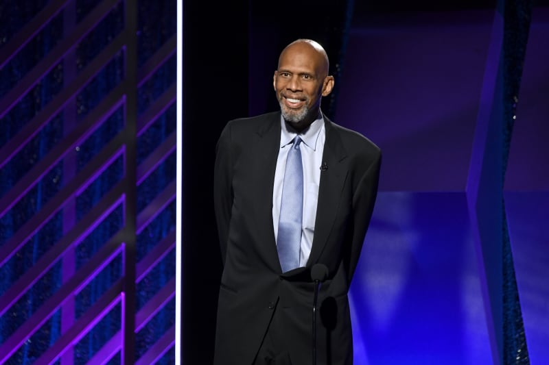 BEVERLY HILLS, CALIFORNIA - FEBRUARY 04: Kareem Abdul-Jabbar speaks onstage at the 18th Annual AARP The Magazine's Movies For Grownups Awards at the Beverly Wilshire Four Seasons Hotel on February 04, 2019 in Beverly Hills, California. (Photo by Frazer Harrison/Getty Images)