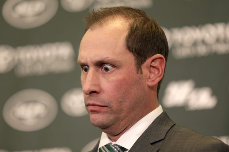 New York Jets head coach Adam Gase speaks during a news conference in Florham Park, N.J., Monday, Jan. 14, 2019. The Jets coach was formally introduced at the team's facility, and social media was quickly abuzz. No, not with his vision for the team or where he sees quarterback Sam Darnold’s progress going. It was all about Gase's eyes, which were intensely focused at times throughout the nearly 20-minute news conference. (AP Photo/Seth Wenig)