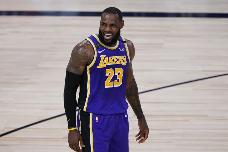 g the first half of an NBA basketball first round playoff game against the Portland Trail Blazers, Saturday, Aug. 22, 2020, in Lake Buena Vista, Fla. (AP Photo/Ashley Landis, Pool)