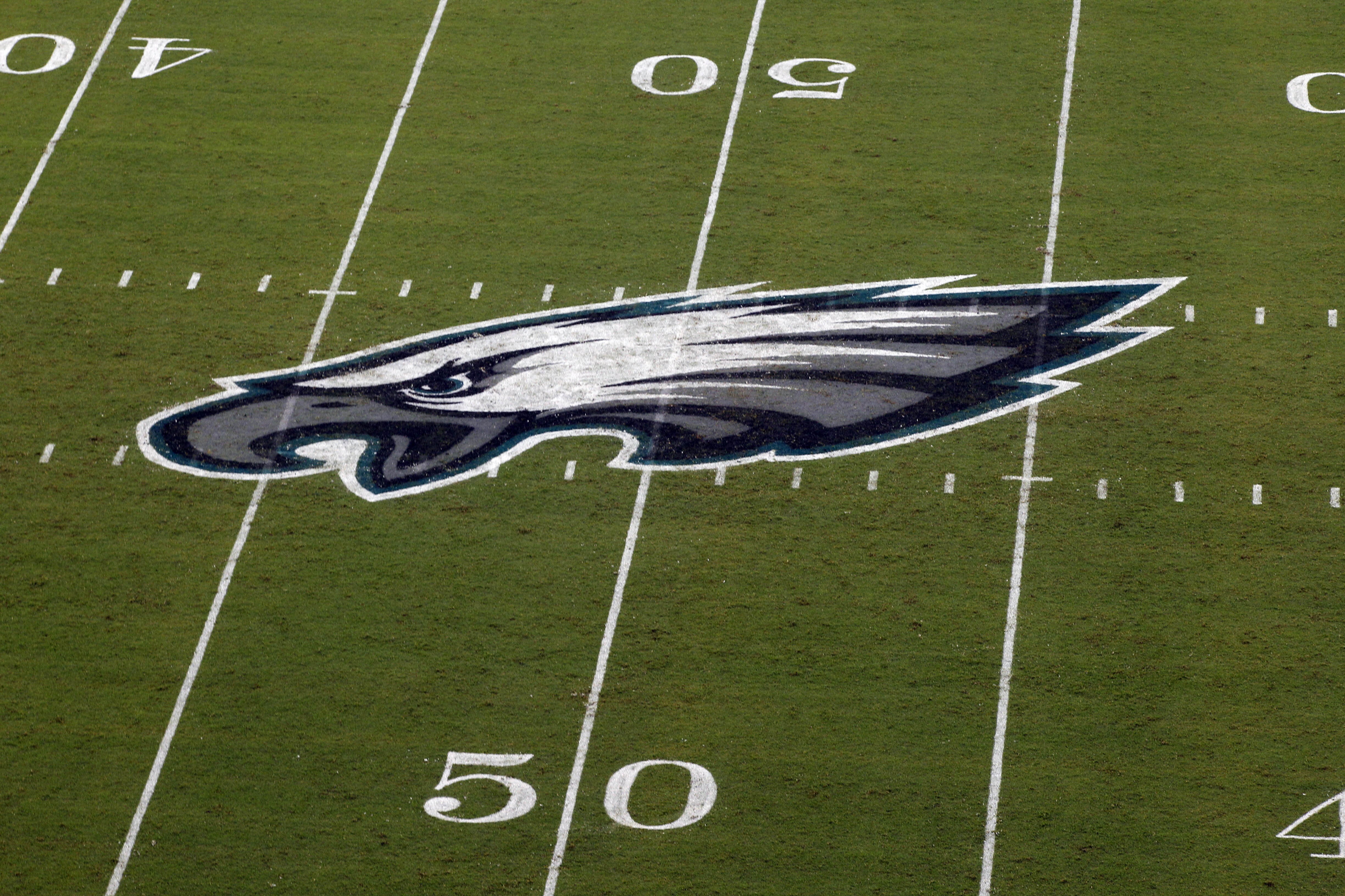 Shown is the Philadelphia Eagles logo during a NFL football game at Lincoln Financial Field Thursday, Aug. 25, 2011, in Philadelphia. (AP Photo/Matt Rourke)