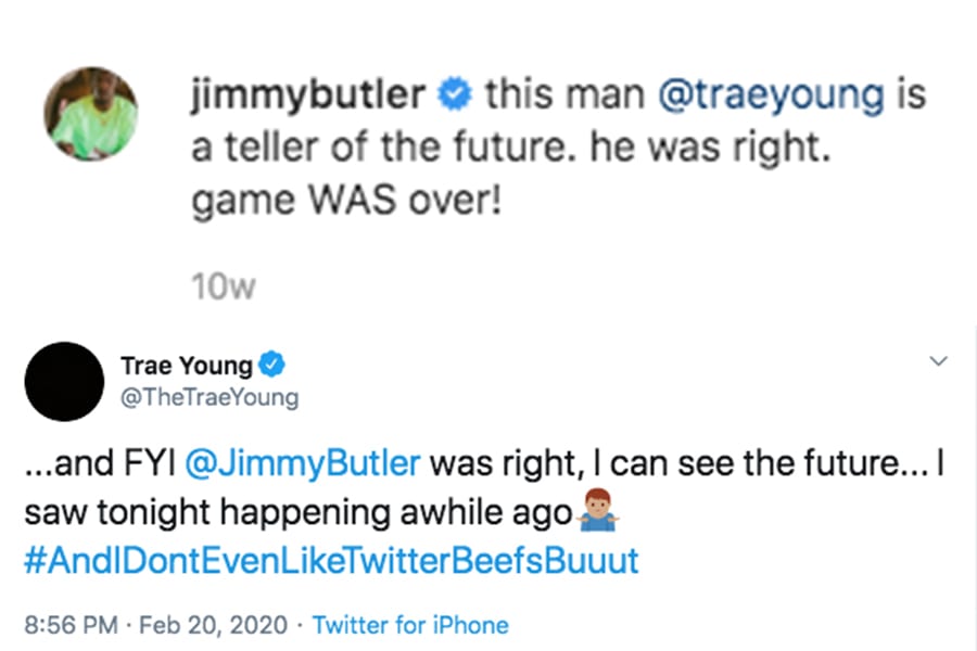 Trae Young Claps Back At Jimmy Butler On Twitter After Scoring 50 Vs Heat Bleacher Report Latest News Videos And Highlights