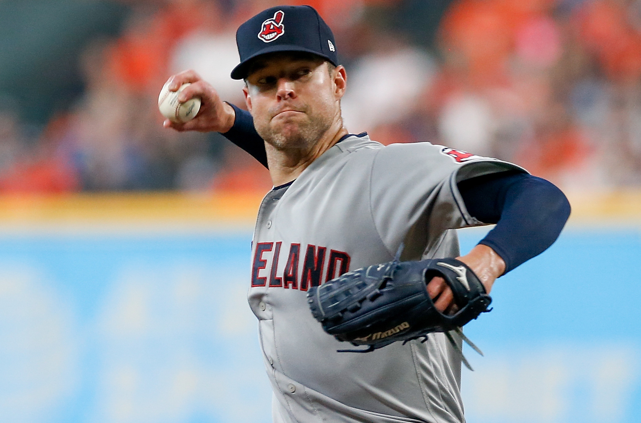 Indians pitcher Carlos Carrasco helps B Kling with weather forecast