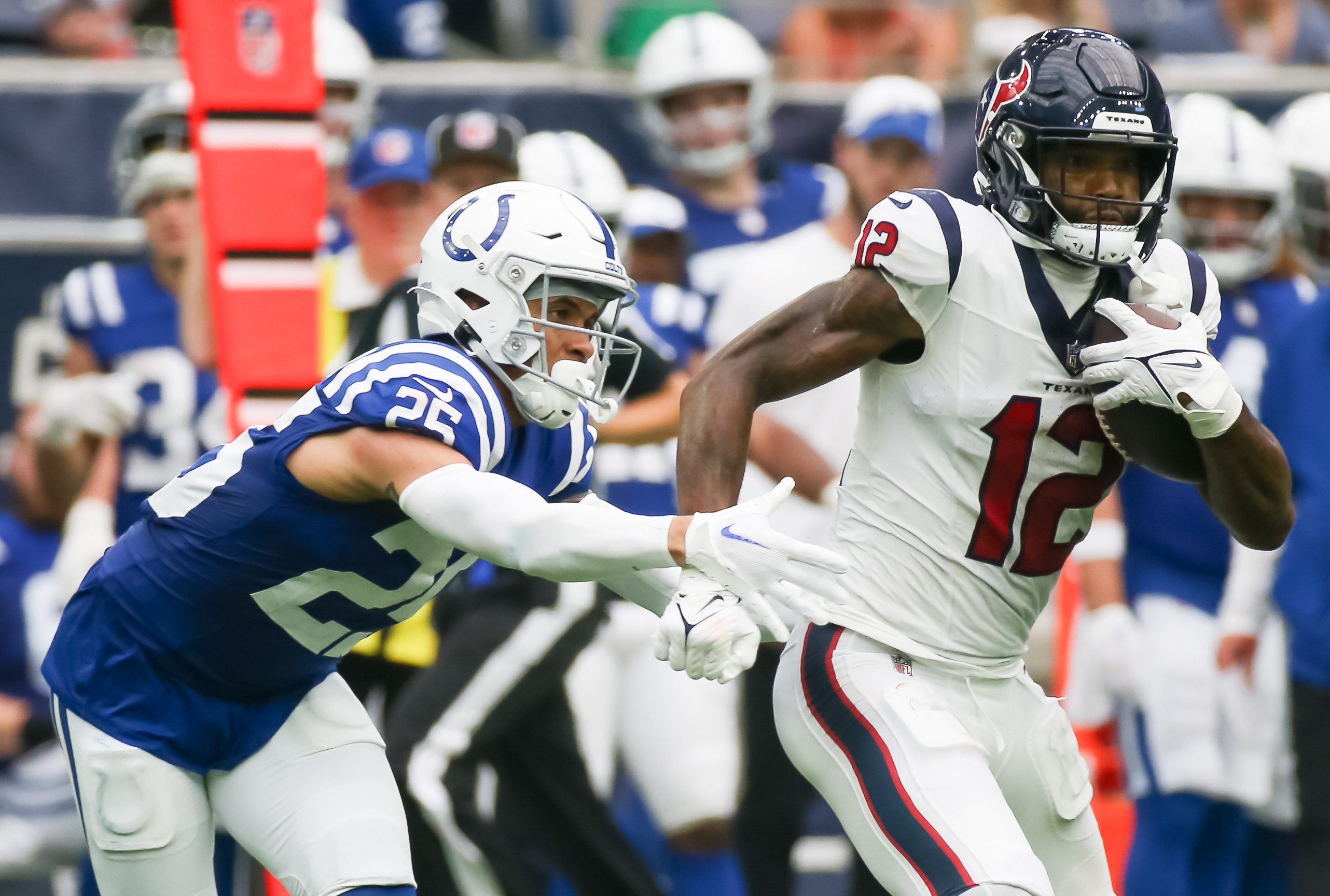 Indianapolis Colts tight end Kylen Granson (83) celebrates leaving