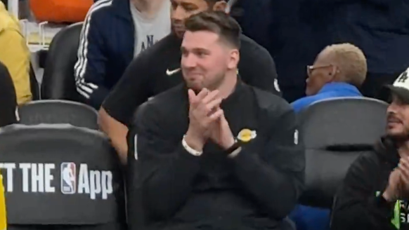 Luka's Reaction to Dunk on Lakers Bench