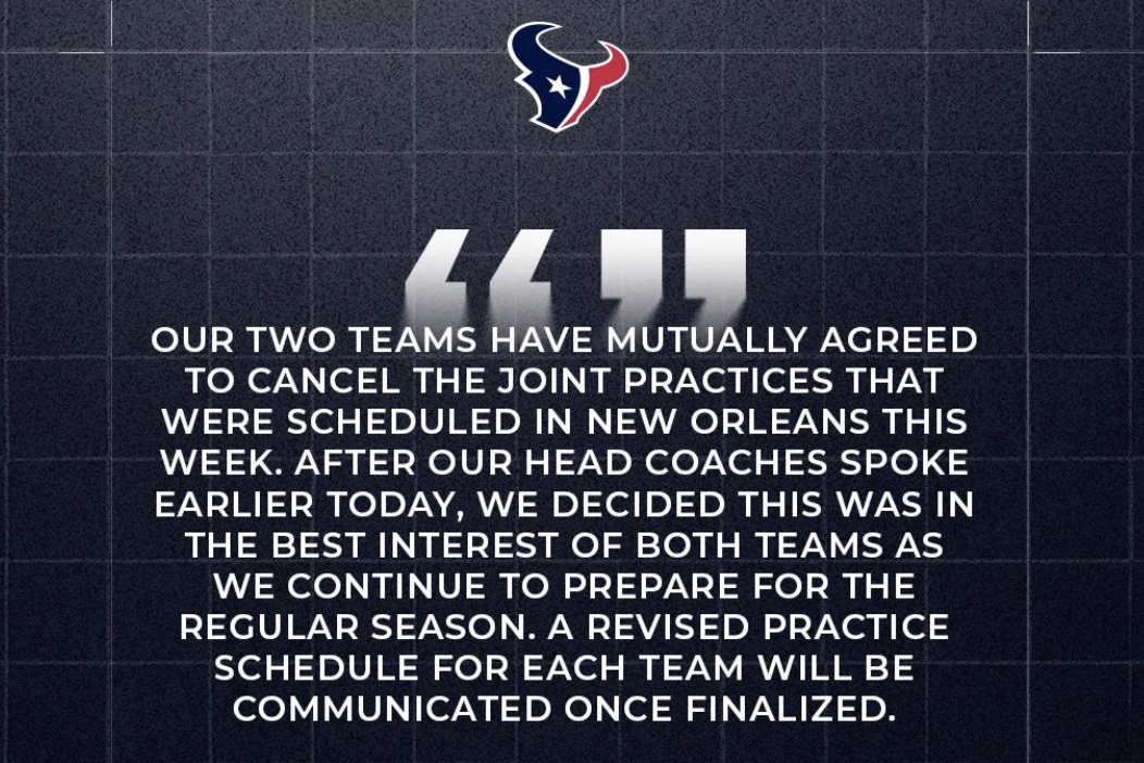 Houston Texans and New Orleans Saints cancel joint practices