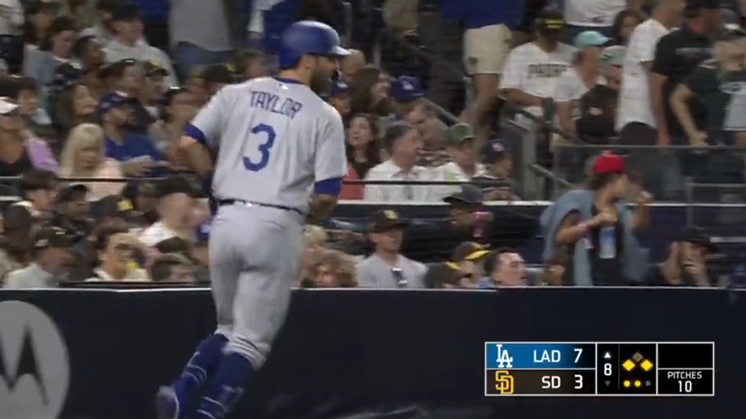 Taylor, Dodgers rally for 5 runs in the 8th to beat the Padres 10
