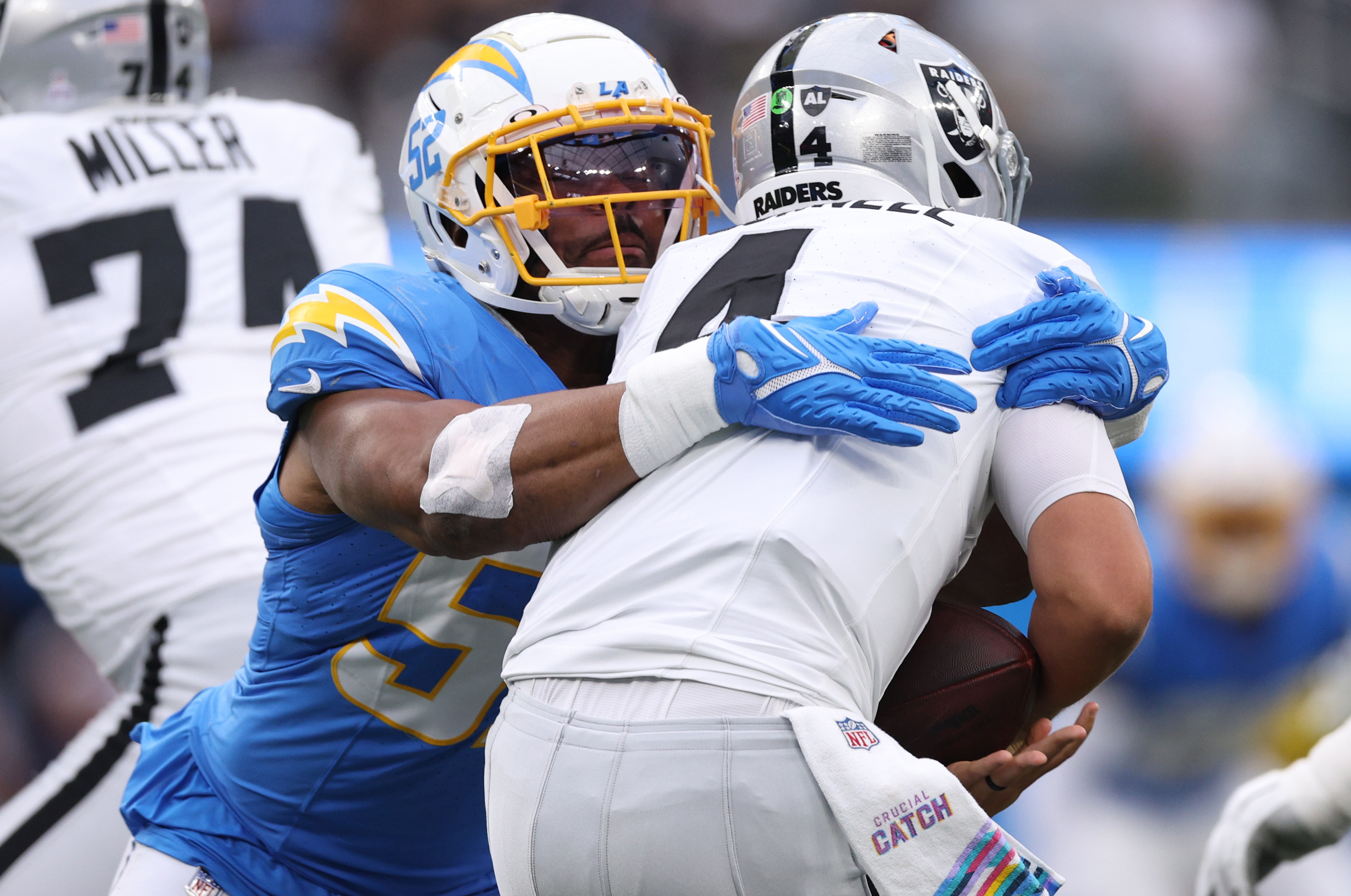Chargers lineman records sack in his first-ever football game