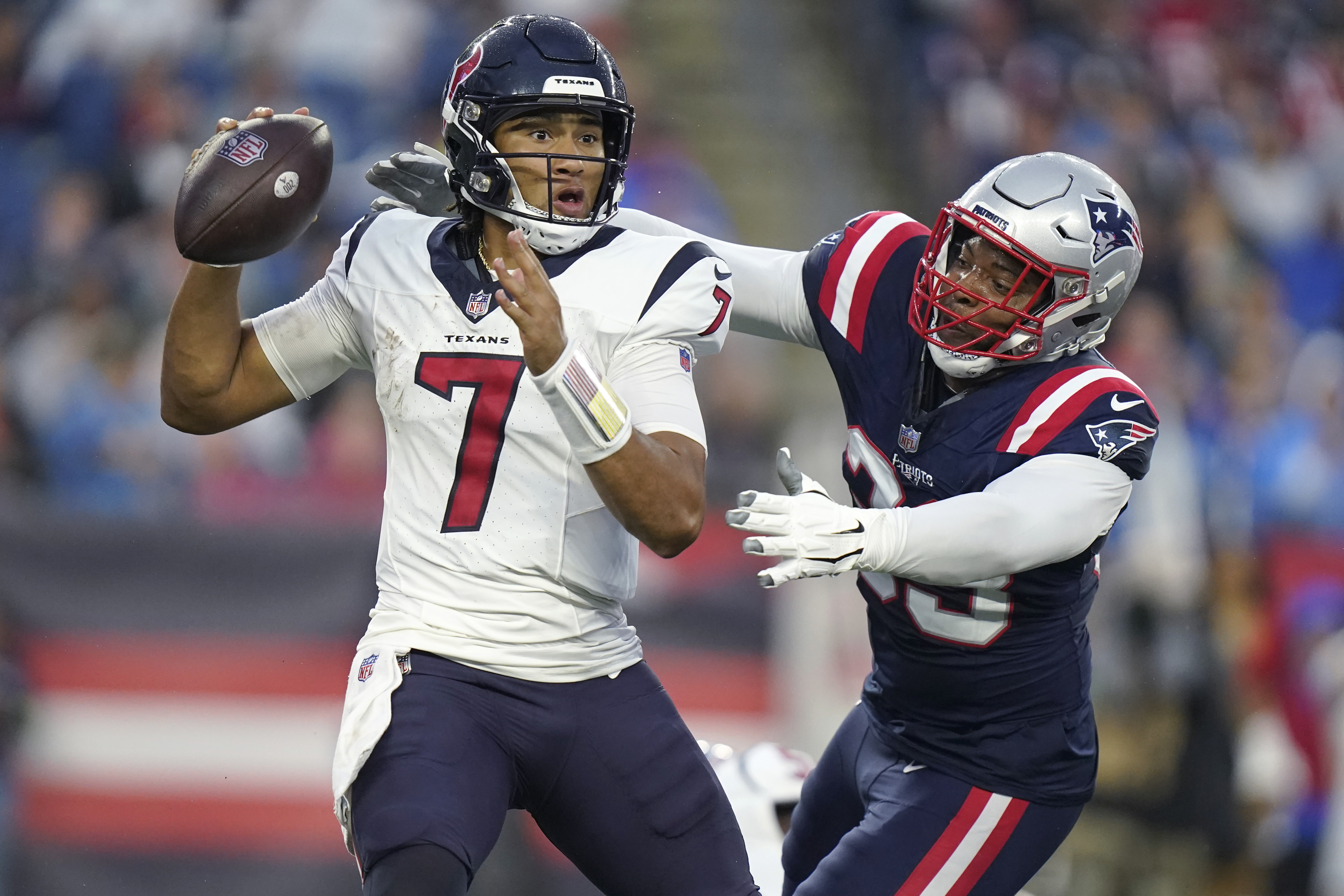 August 19, 2017: New England Patriots offensive guard Shaq Mason (69) prior  to an NFL football pre-season game between the Houston Texans and the New  England Patriots at NRG Stadium in Houston