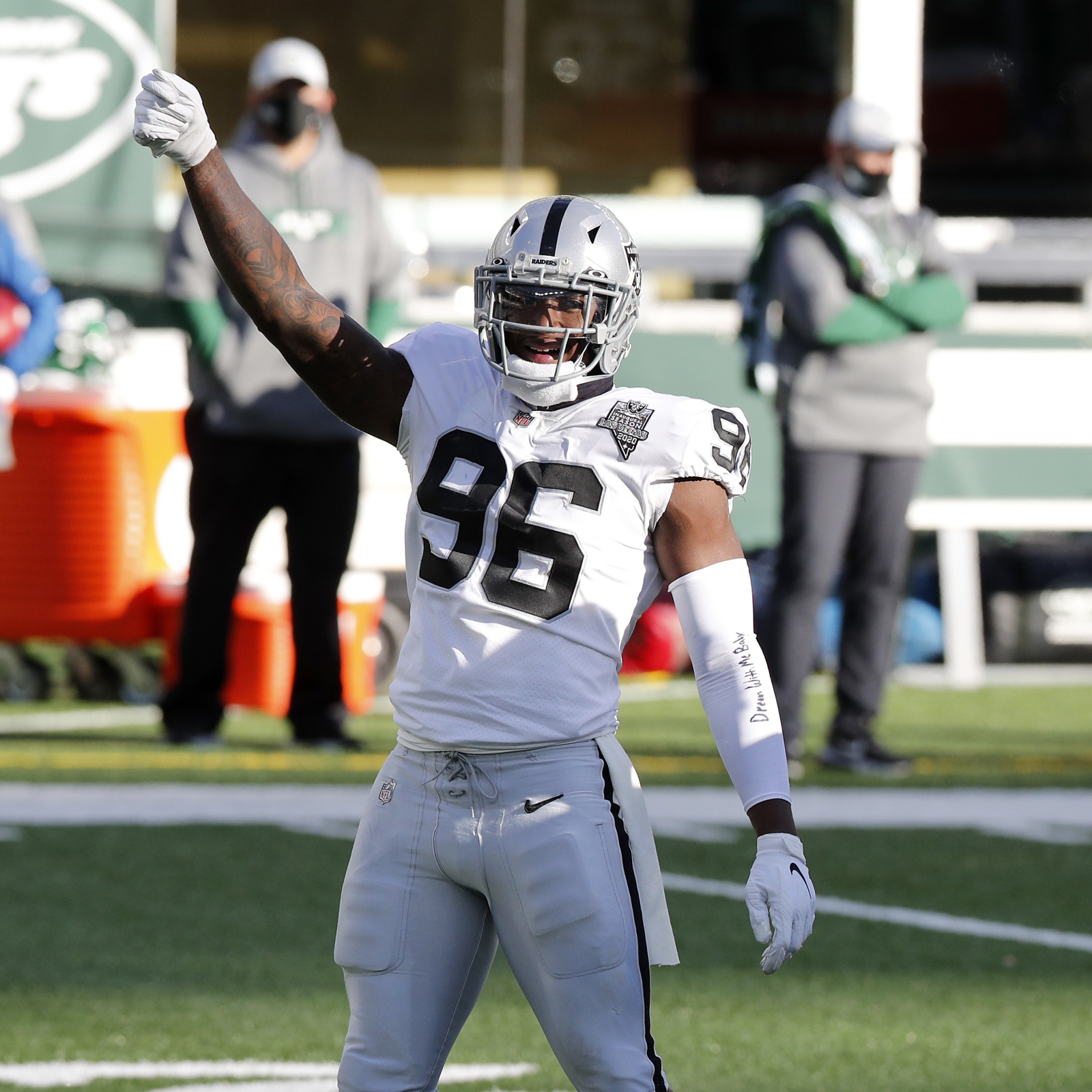 NFL Auction  Crucial Catch - Raiders Clelin Ferrell Game Worn Jersey Size  44 (2020 Season)