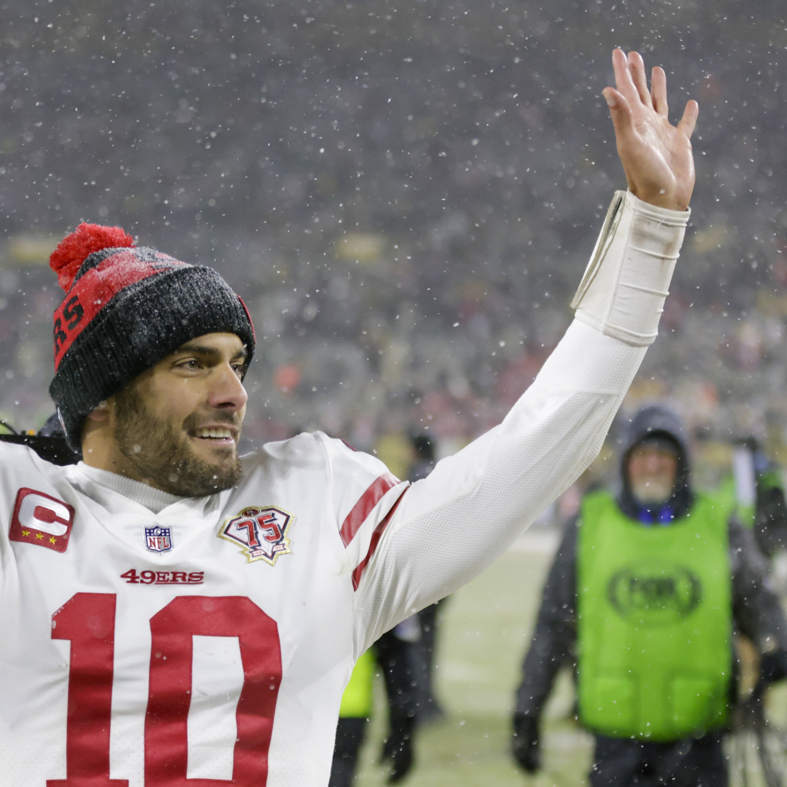 Hello my fellow faithful, I recently bought my first 49er jersey in years.  I bought a Jimmy G jersey and the NFL logo in the middle seems a little  crooked. Is this