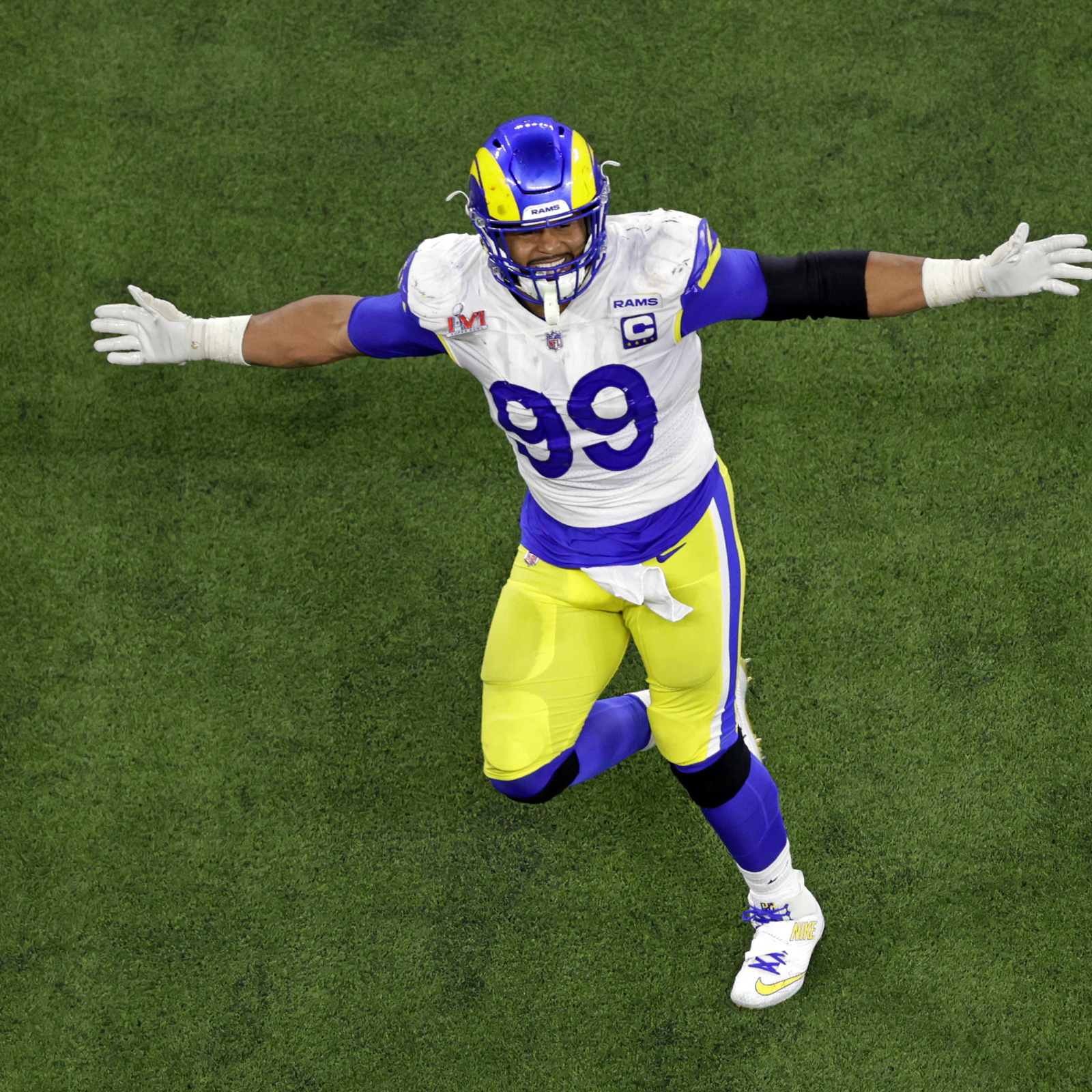 Aaron Donald told NBC's Rodney Harrison he might retire with Super Bowl win