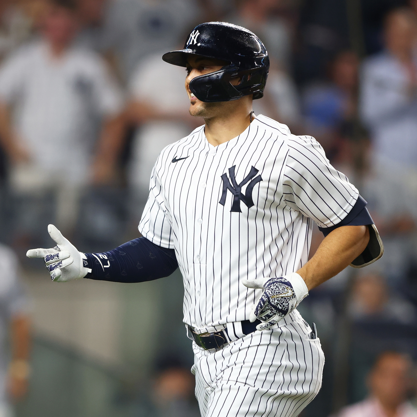 Giancarlo Stanton New York Yankees Game-Used #27 Gray Jersey vs. Houston  Astros on July 11 2021