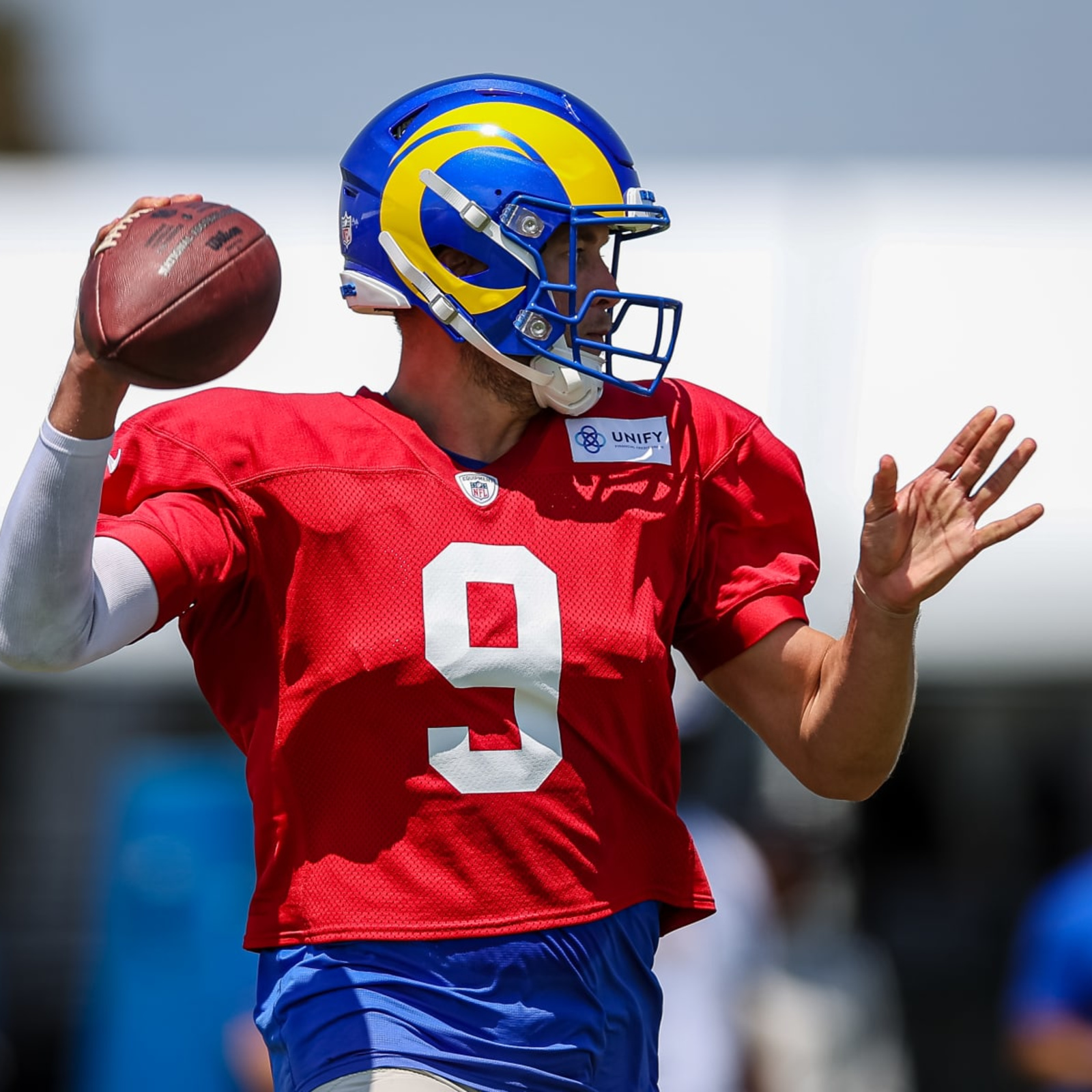 Matthew Stafford throws passes in Rams' camp practice opener - The San  Diego Union-Tribune