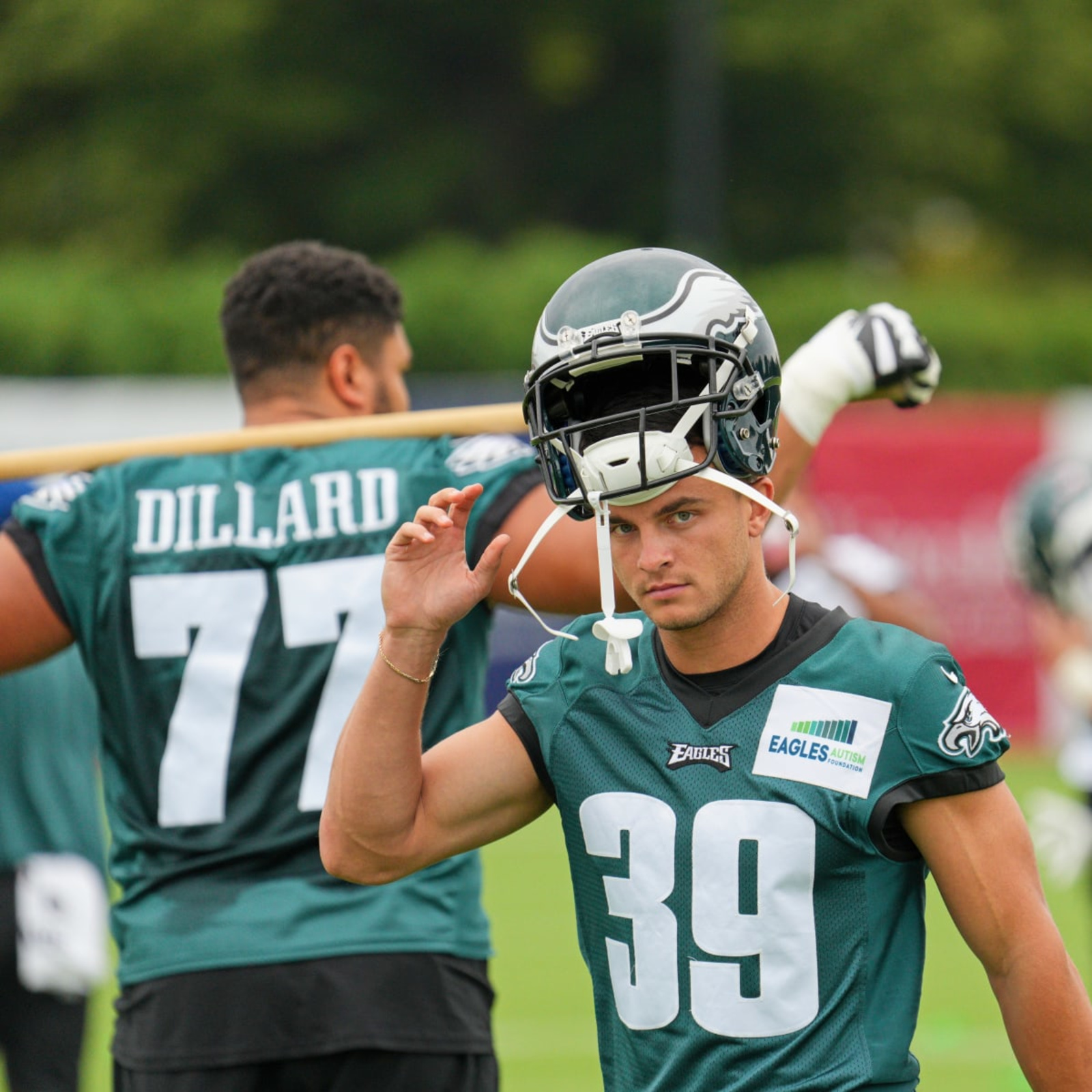 Philadelphia Eagles wide receiver Devon Allen (39) warms up before