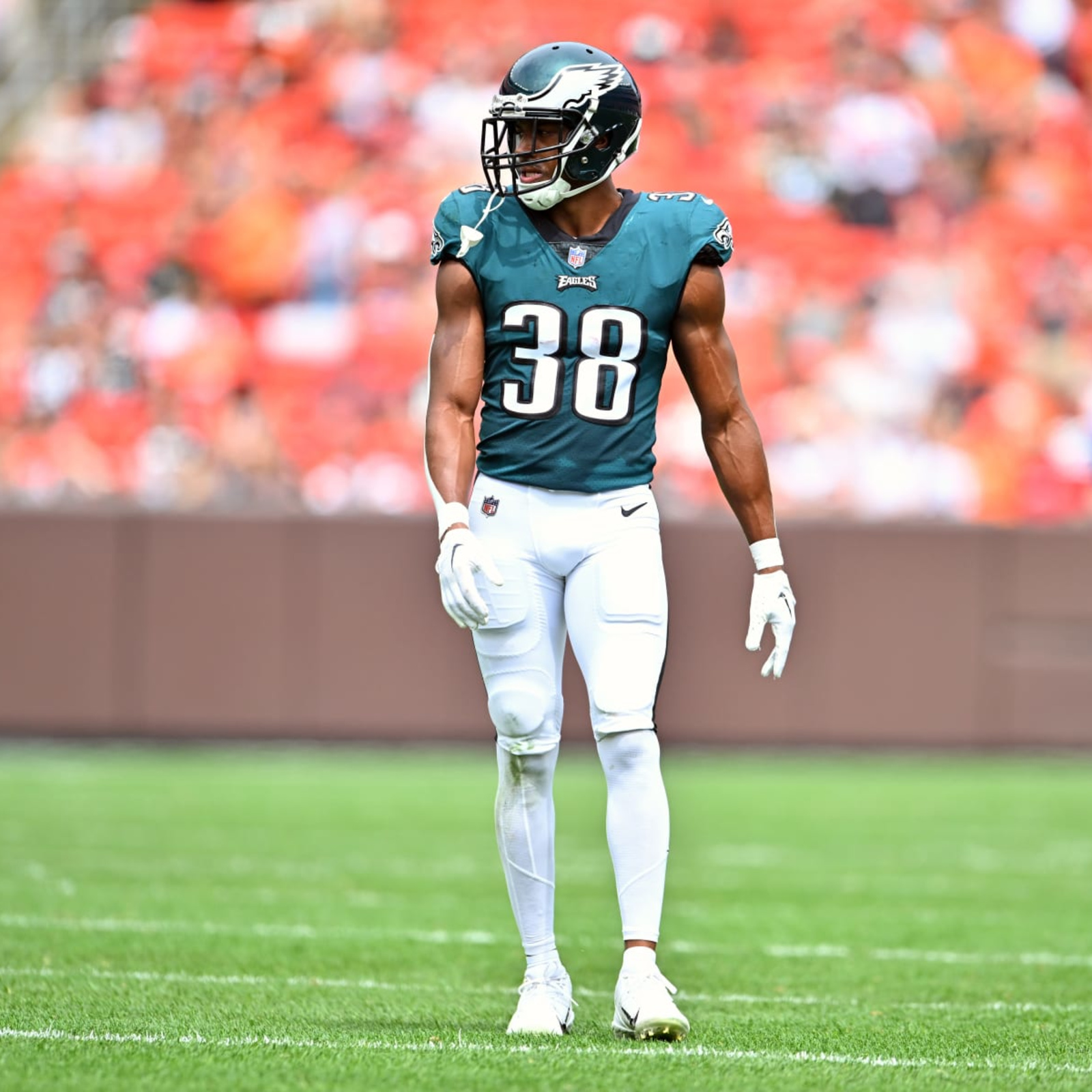 Philadelphia Eagles cornerback Josh Jobe (38) lines up during an NFL  preseason football game against the Cleveland Browns, Sunday, Aug. 21, 2022.  The Eagles won 21-20. (AP Photo/David Richard Stock Photo - Alamy