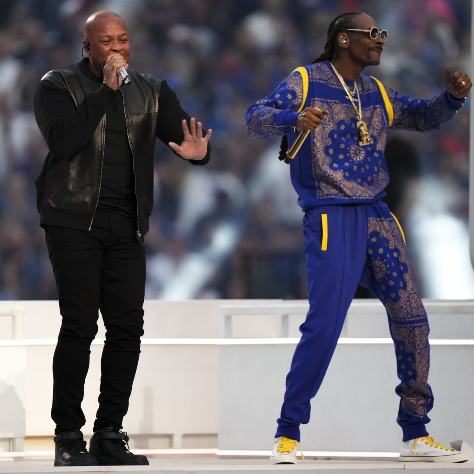 Super Bowl LVI: Kendrick Lamar Honors Dr. Dre During Halftime Show