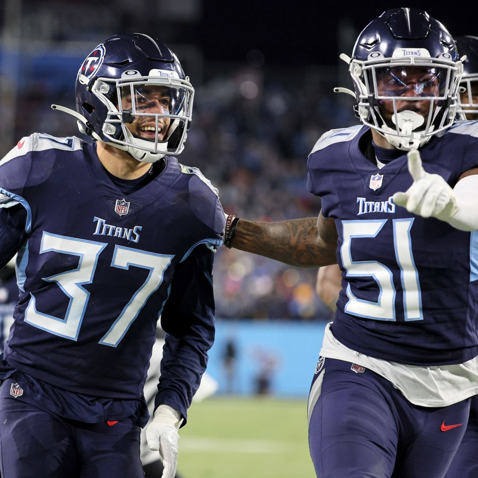 Tennessee Titans safety Amani Hooker (37) works during the first half of a  preseason NFL football game against the Atlanta Falcons, Friday, Aug. 13,  2021, in Atlanta. The Tennessee Titans won 23-3. (