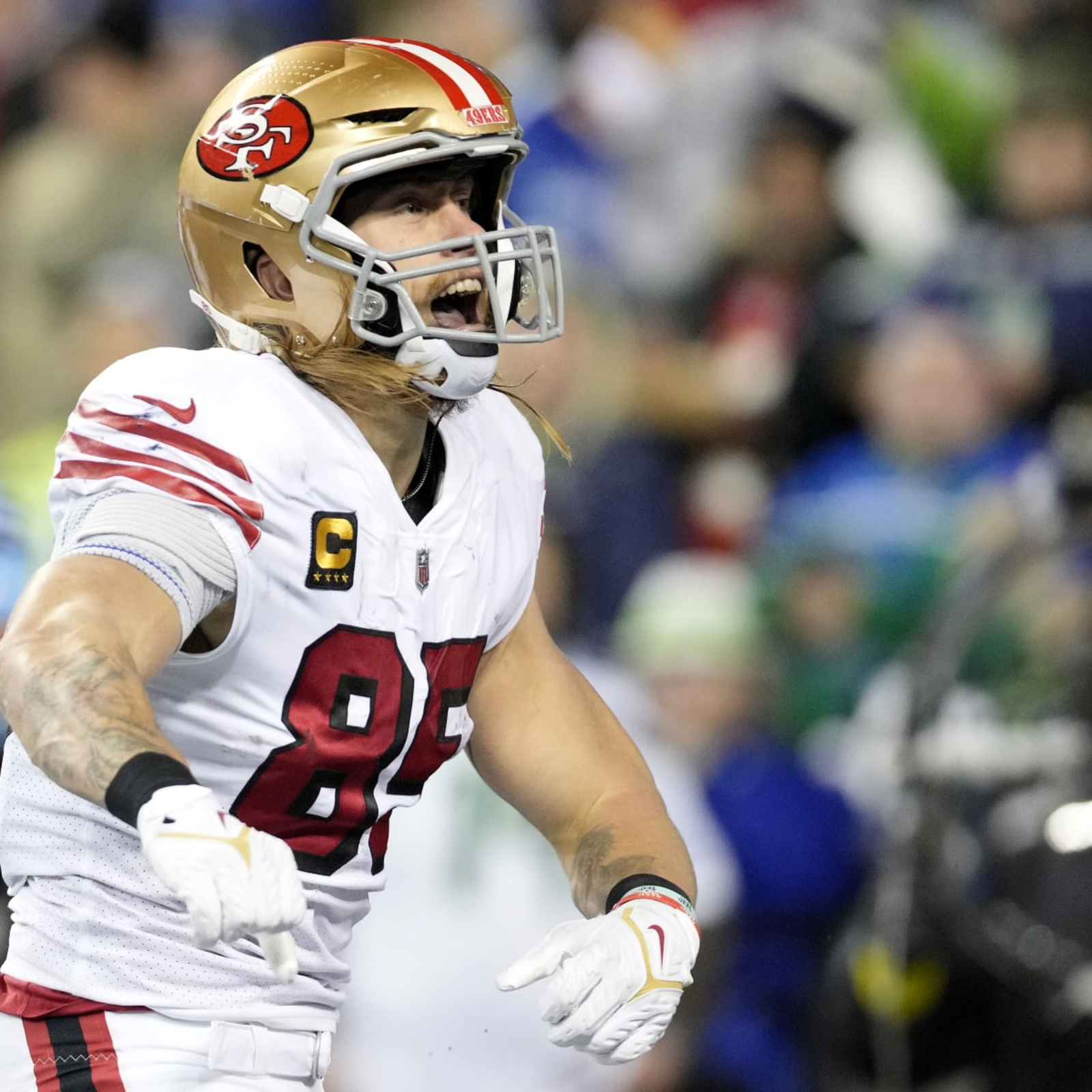 49ers star George Kittle clotheslines The Miz at WrestleMania 39