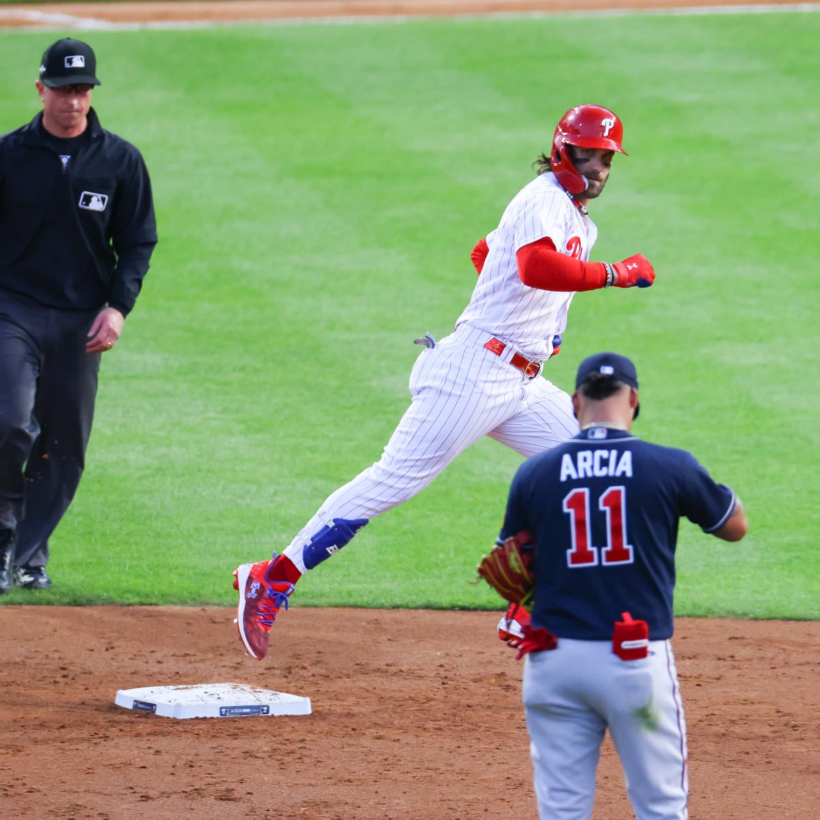 Braves' Orlando Arcia in postgame clubhouse celebration: 'Ha-ha, atta-boy,  Harper'  Phillies Nation - Your source for Philadelphia Phillies news,  opinion, history, rumors, events, and other fun stuff.