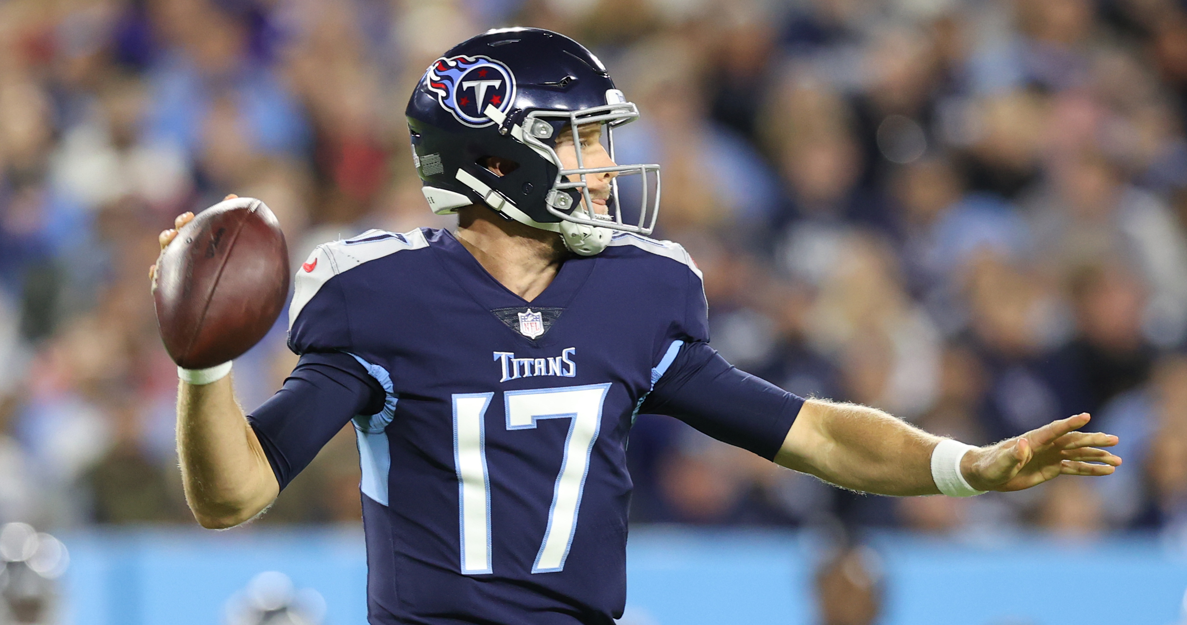 October 31, 2021: Tennessee Titans quarterback Ryan Tannehill (17) during  pregame of NFL football game action between the Tennessee Titans and the  Indianapolis Colts at Lucas Oil Stadium in Indianapolis, Indiana. John