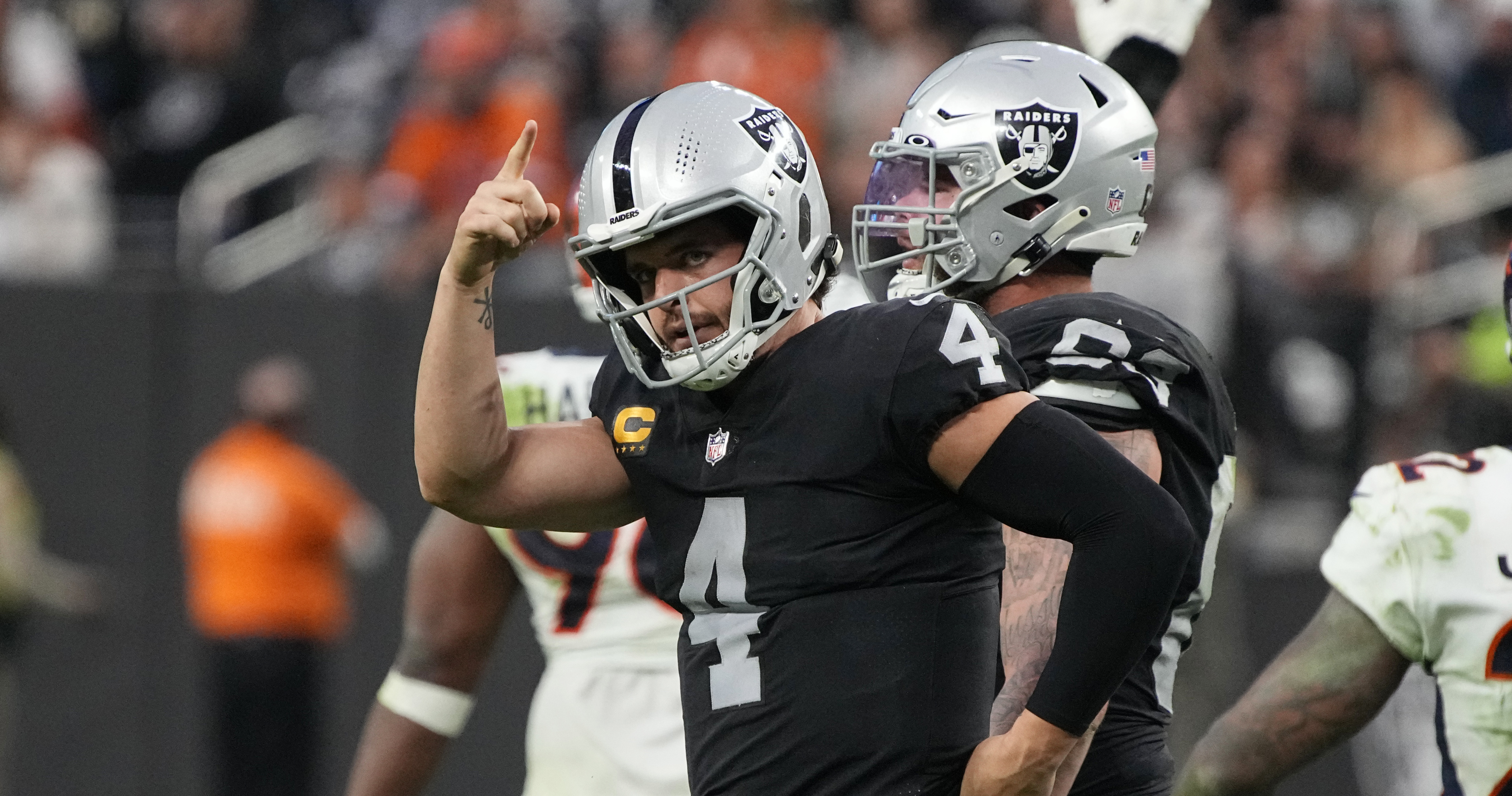 Las Vegas Raiders head coach Josh McDaniels watches replay during the first  half of an NFL football game against the Los Angeles Chargers, Sunday, Dec.  4, 2022, in Las Vegas. (AP Photo/Rick