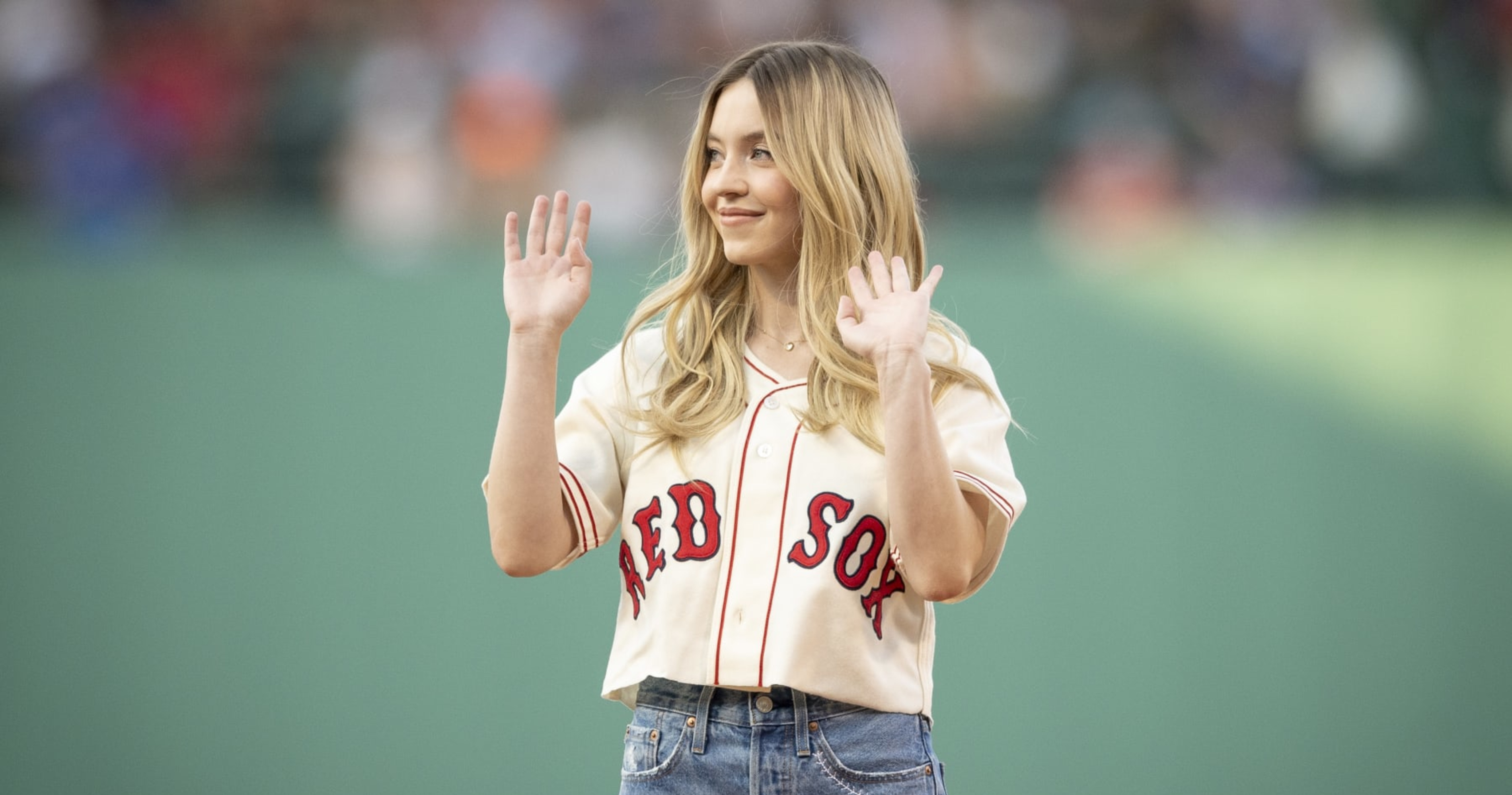 Sydney Sweeney Wore a Cropped Version of a Boston Red Sox Baseball Jersey—See  Pics