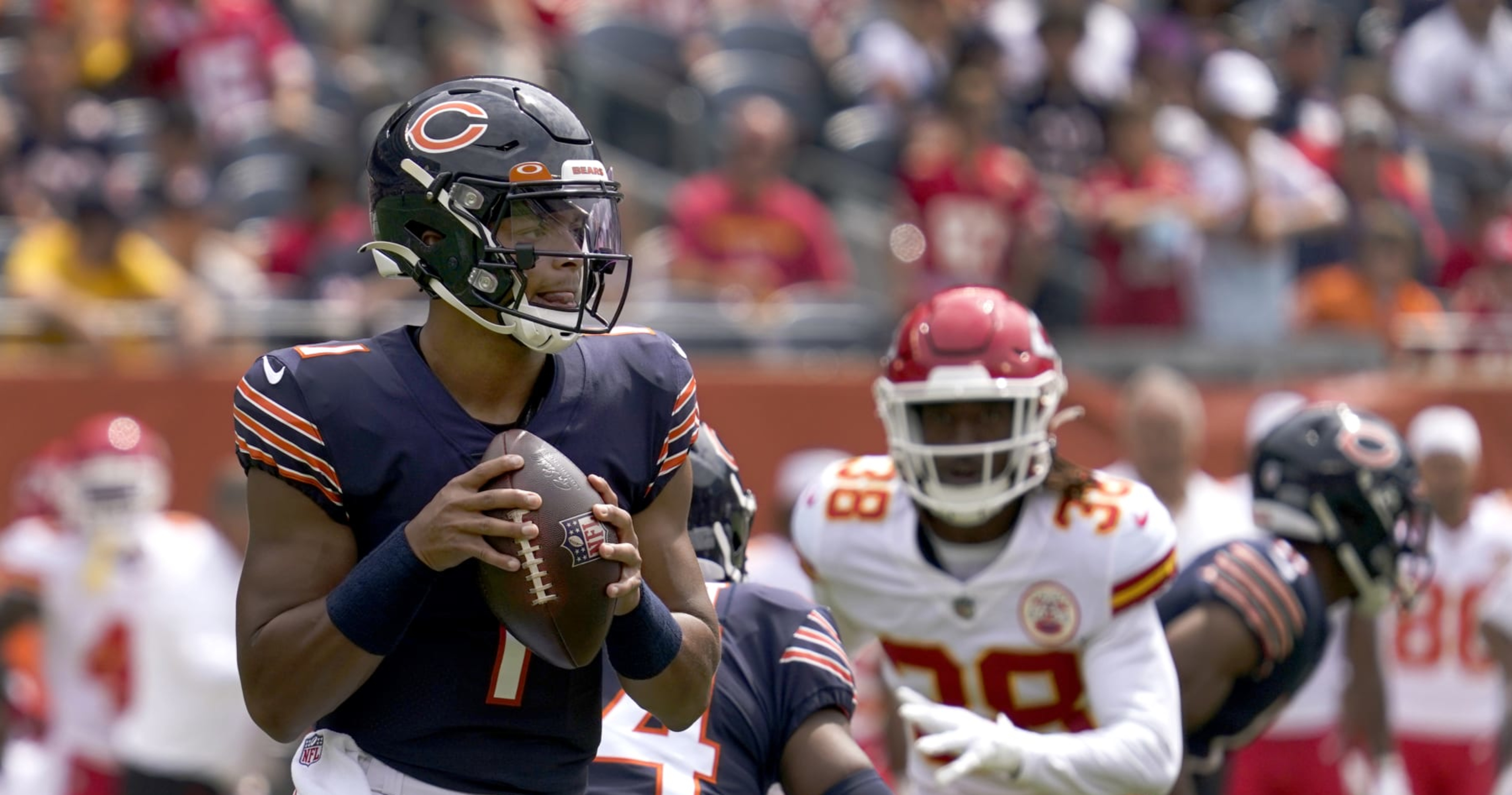 Bears quarterback Justin Fields meets his biggest fan