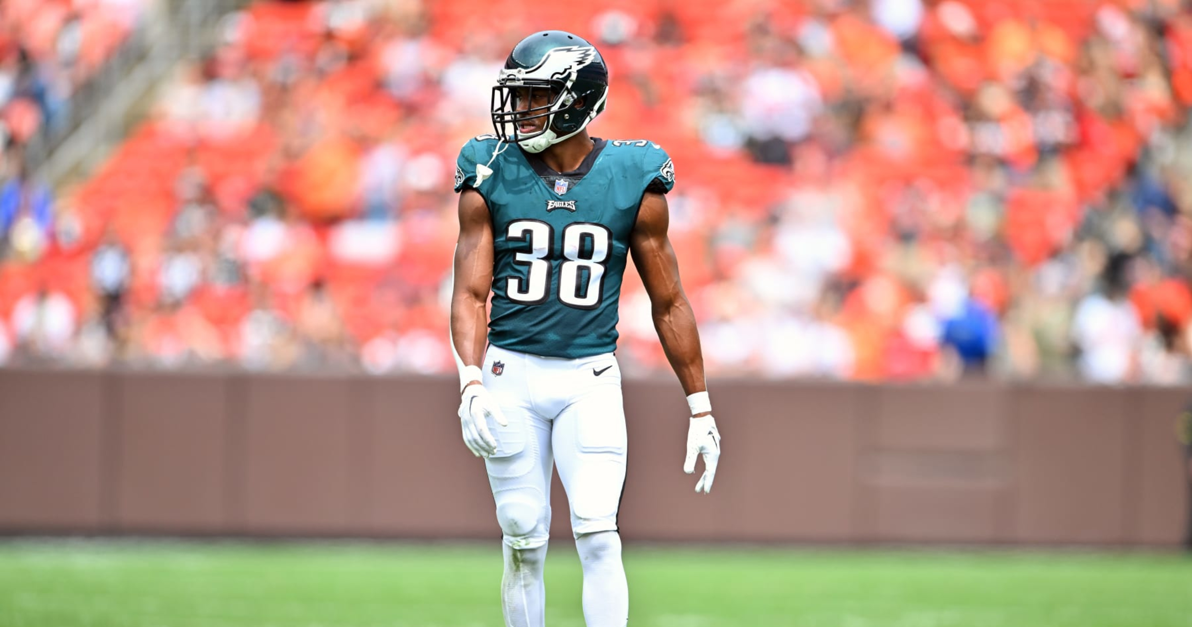 Philadelphia Eagles cornerback Josh Jobe (38) lines up during an