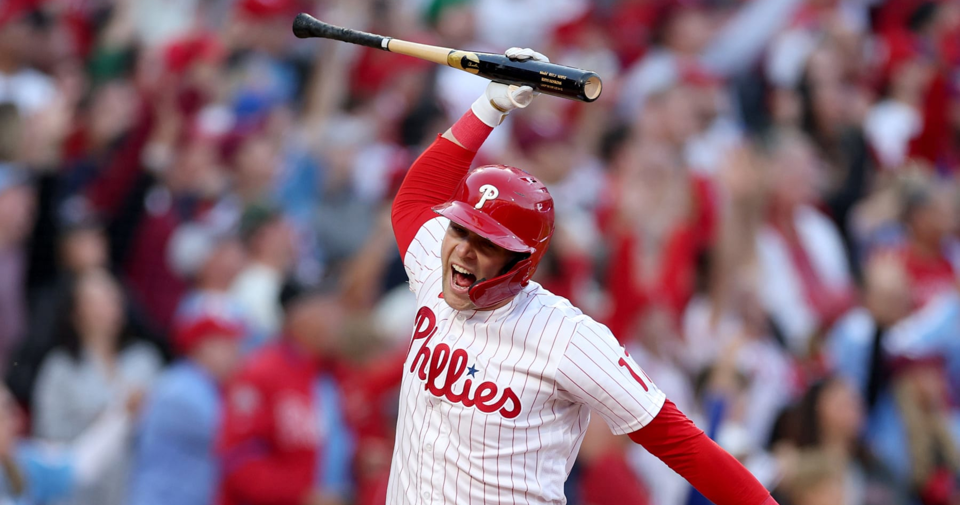 Rhys Hoskins' Bat Spike Ignites Twitter, Bryce Harper Shines as Phillies  Take Game 3, News, Scores, Highlights, Stats, and Rumors