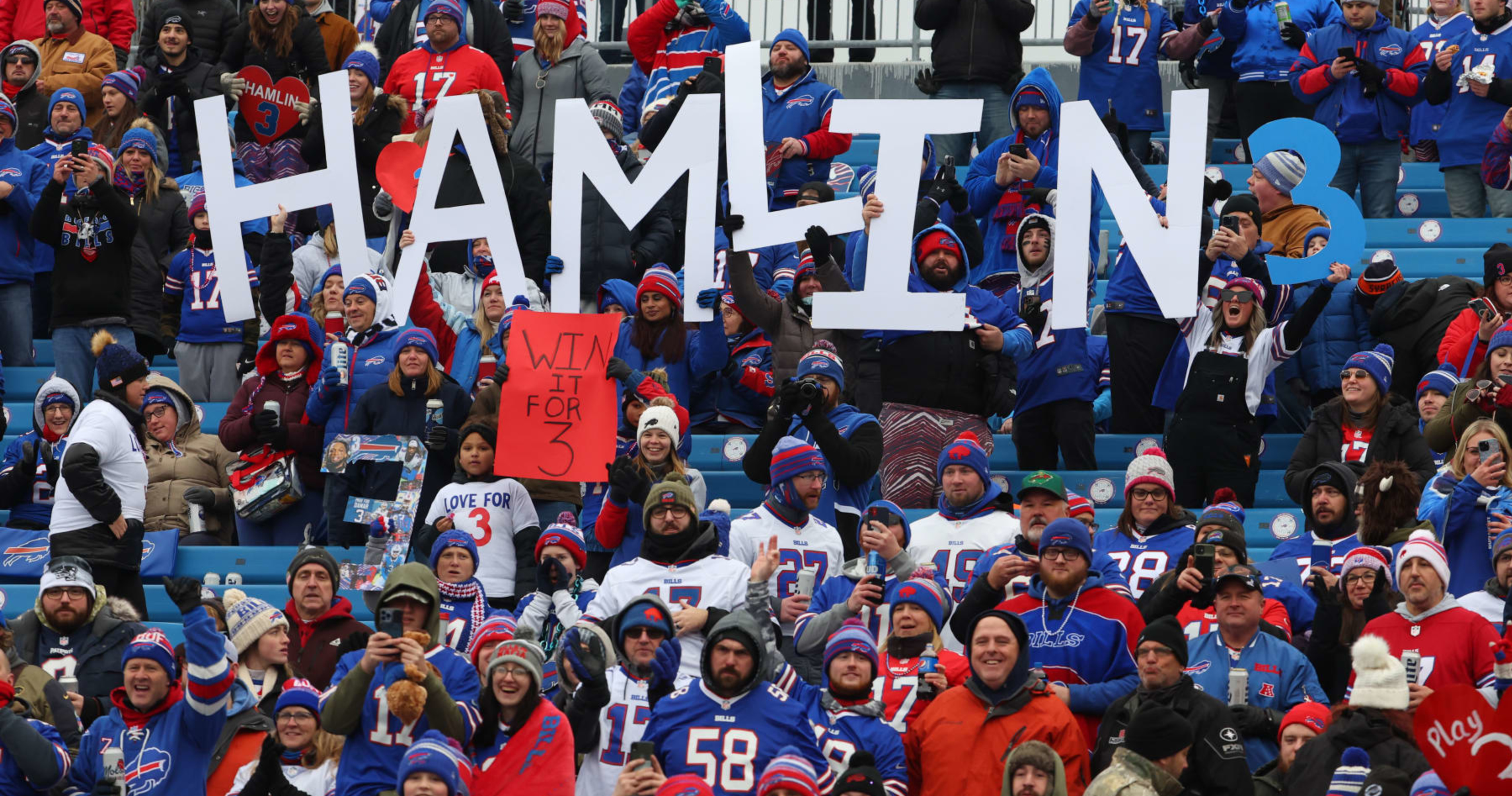 Bills S Damar Hamlin attends Sunday's Divisional Round matchup