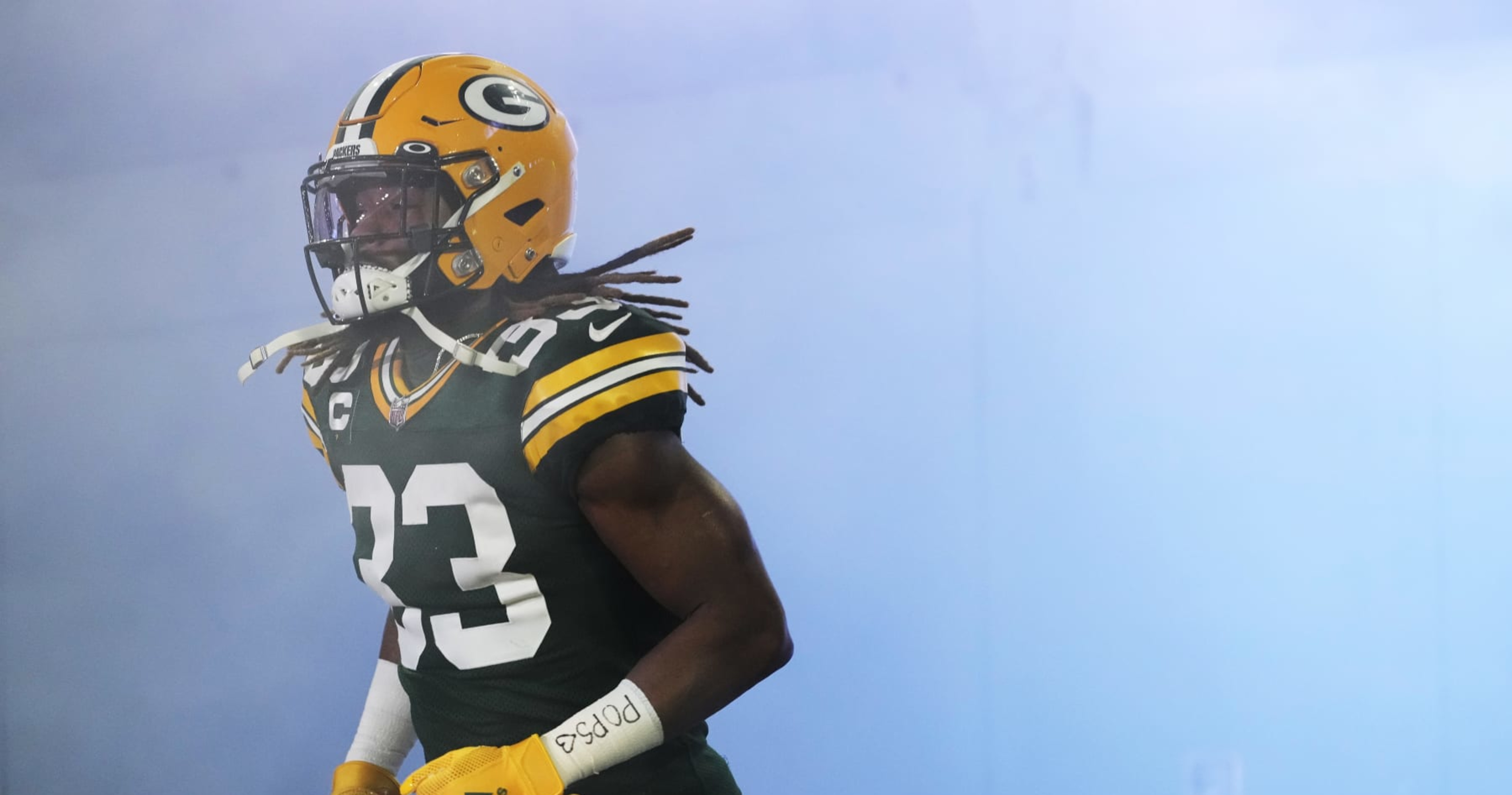 Aaron Jones of the Green Bay Packers scores a 23-yard receiving News  Photo - Getty Images