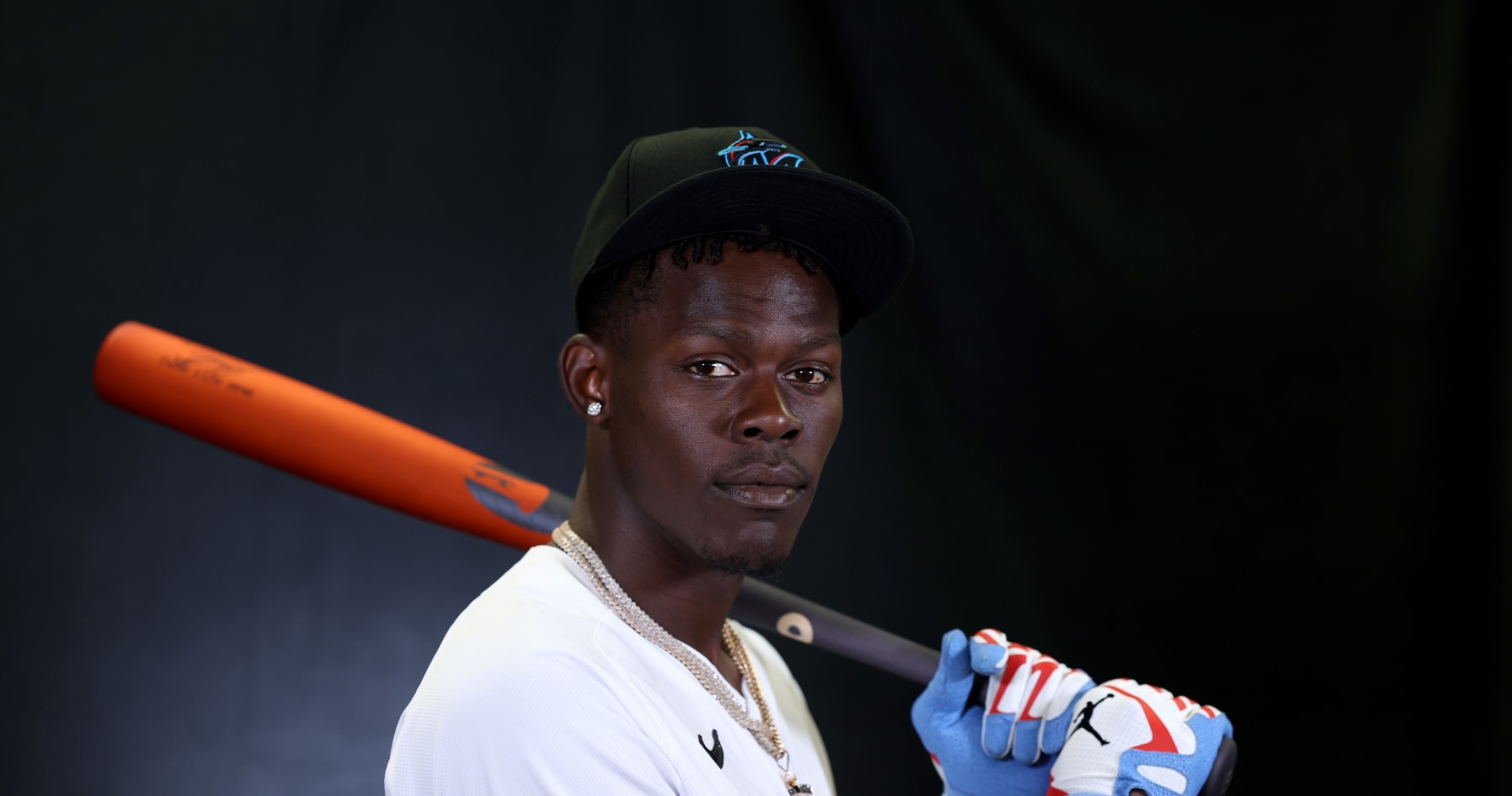 Jazz Chisholm Jr. #2 of the Miami Marlins bats in the game against