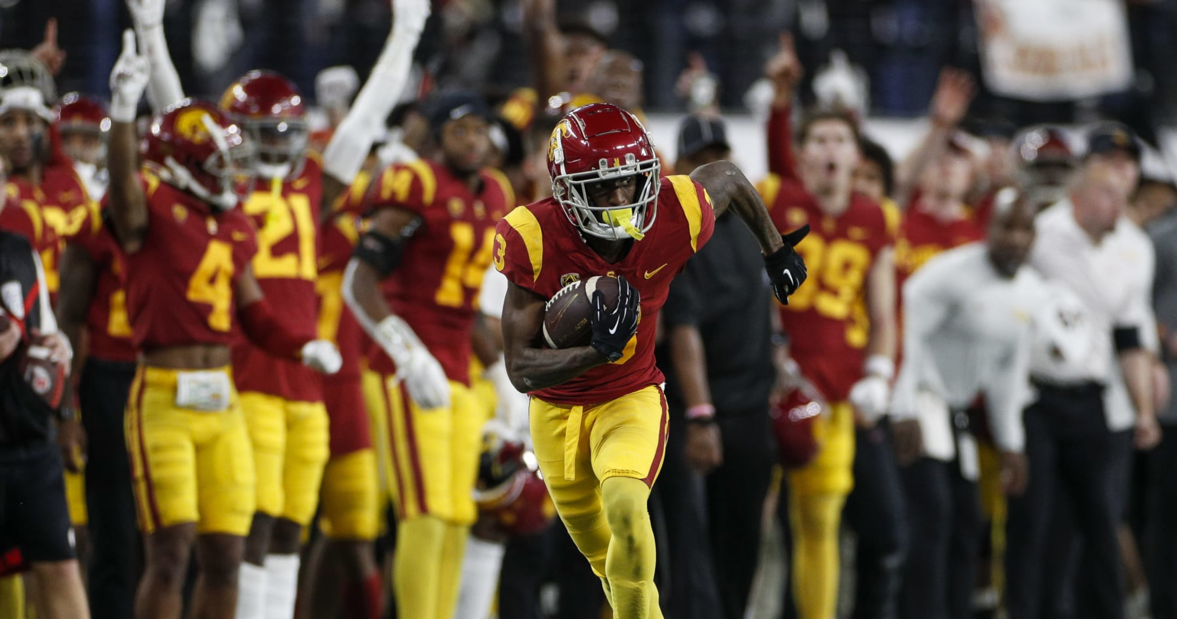 With the No. 23 pick of the 2023 NFL Draft, the Minnesota Vikings pick USC  WR Jordan Addison.