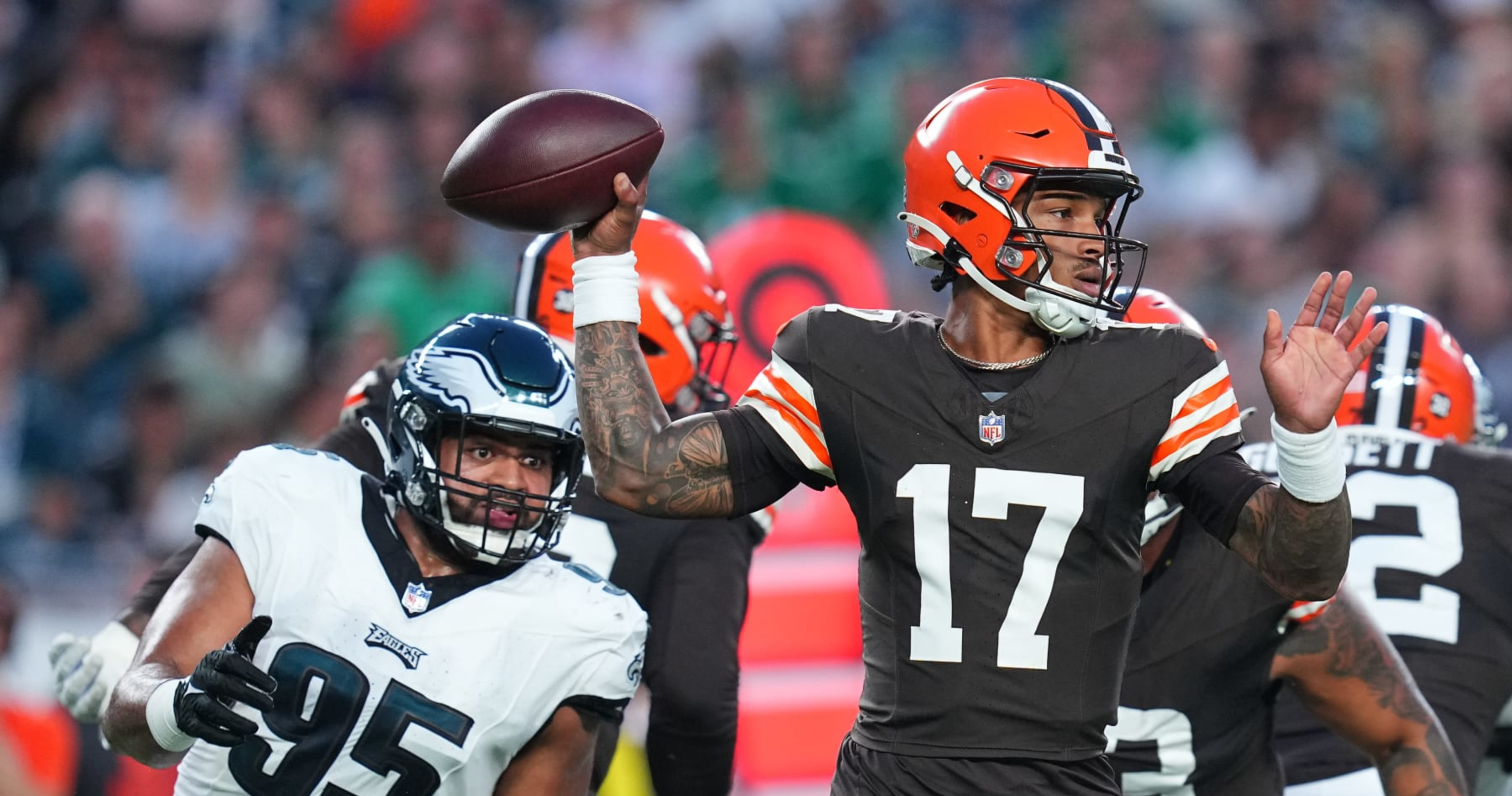 Backups Mariota, Thompson-Robinson struggle as starters rest in Eagles- Browns 18-18 preseason tie