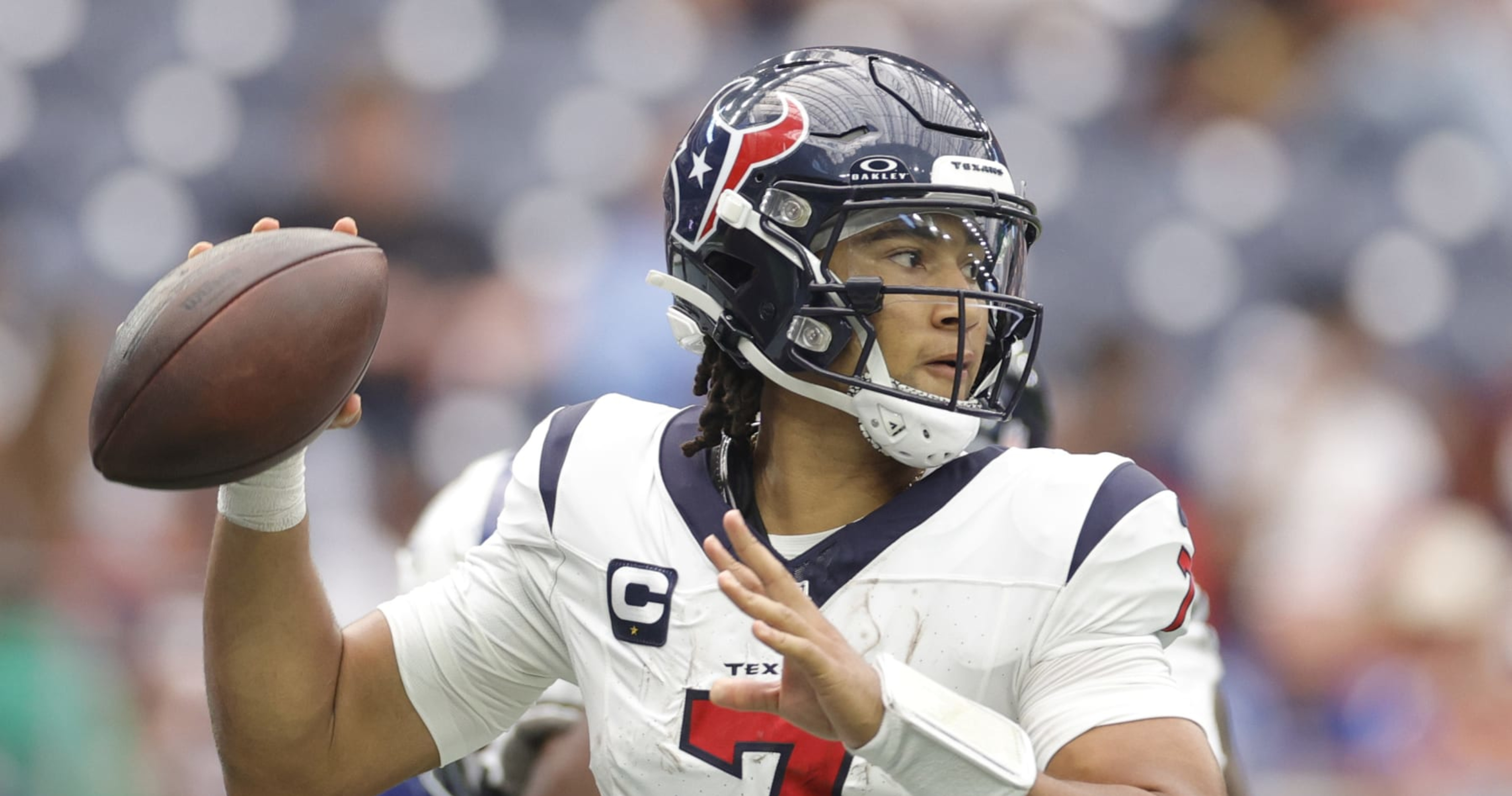 C.J. Stroud throws the first touchdown of his NFL career at home against  the Indianapolis Colts.