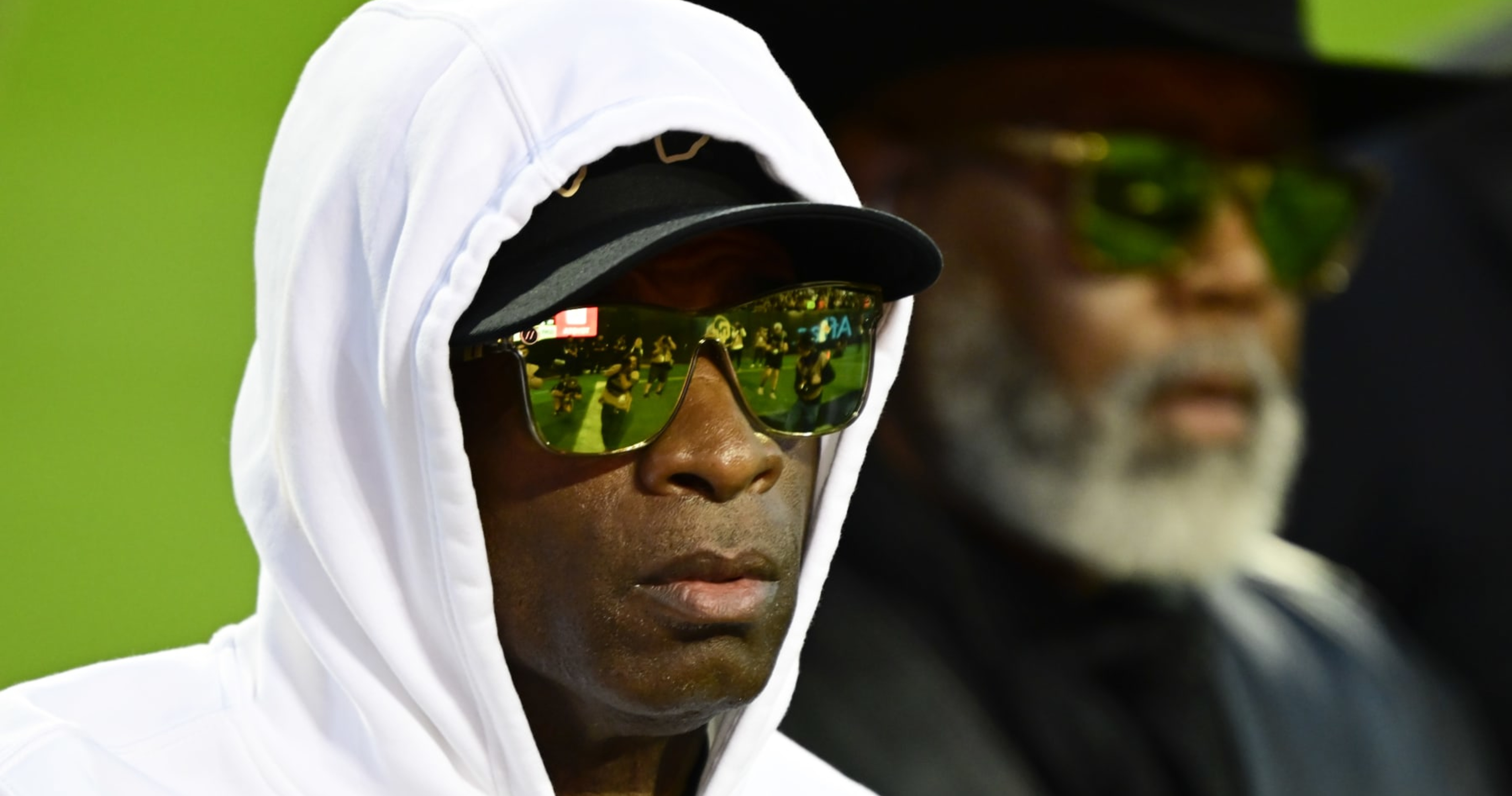 Deion Sanders' Colorado stomps on Oregon logo prior to game